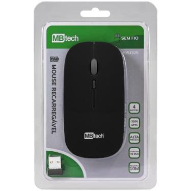 Imagem de Mouse Óptico Sem Fio Recarregável - Silencioso Slim Usb 3.0 Preto - MB