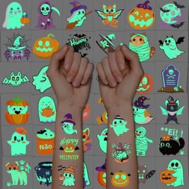 Imagem de Tatuagens Temporárias Que Brilham No Escuro Para Halloween, 36 Folhas 