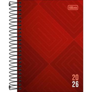 Imagem de Agenda Espiral Diária 12,9 x 18,7 cm Zip 2026 - Retângulos Vermelhos -