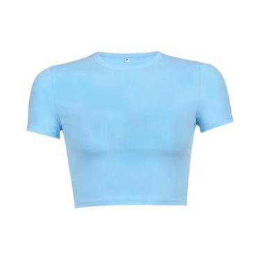 Imagem de Blusa Feminina Vintage De Cor Sólida, Top Cropped Y2K Sexy, T-Shirt Es