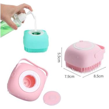 Imagem de Esponja De Silicone Para Banho Com Dispenser Shampoo Sabonete Escova C