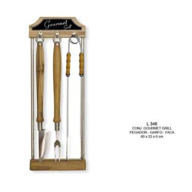 Imagem de Conjunto Gourmet Grill Pegador Garfo e Faca L346 Lize