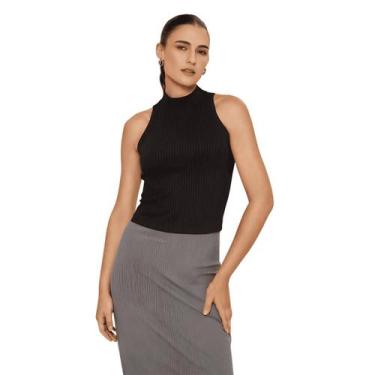 Imagem de Blusa Regata Feminina Gola Alta Canelada Lez A Lez, Preto, M