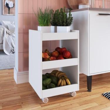 Imagem de Carrinho Auxiliar Rodízios 2 Prateleiras MDP Branco 39cm Salão Estétic
