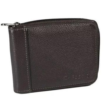 Imagem de Carteira Fasolo H014 Couro com Zíper Masculina, Café