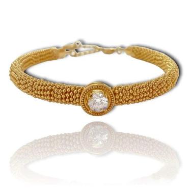 Imagem de Bracelete Pulseira Zirconia e Bolinhas Banhado a Ouro 18K - Dril Semij