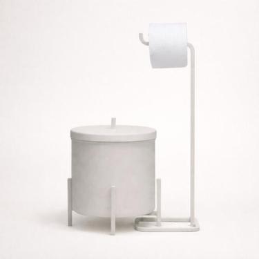 Imagem de Kit Lixeira Branca Com Dourado 6 L e Porta Papel Branco Level - EDECAS