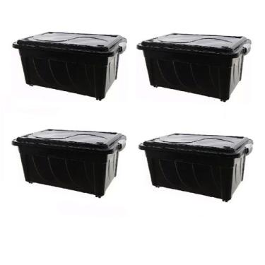 Imagem de Caixa Organizadora 60 Litros Preta Kit Com 6 Caixas - CRB, preto