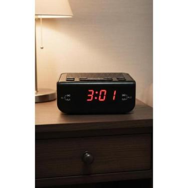 Imagem de Despertador Digital Rádio FM AM Visor LED Amplo - Preto - Congratulati