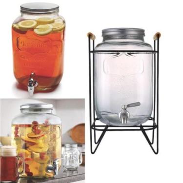 Imagem de Refresqueira de vidro 8 litros com base suporte dispenser para agua su