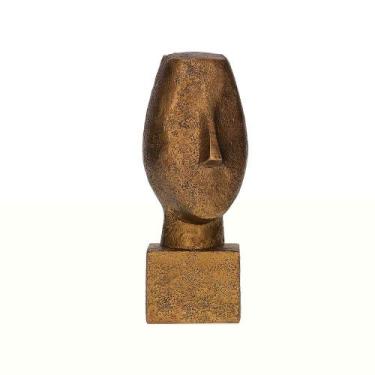 Imagem de Escultura Decorativa Rosto em Poliresina Dourada 25cm 20930 Mart