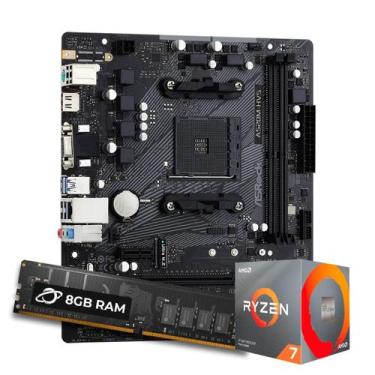 Imagem de Kit Upgrade Processador AMD Ryzen 7 5700X + Placa Mãe ASrock A520M-HVS