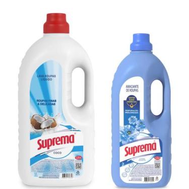 Imagem de Kit Lava Roupas Sabão Liquido Coco 3 Litros Amaciante Suprema 2 Litros