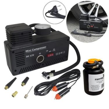 Imagem de Mini Compressor de Ar 2 em 1 Automotivo Elétrico 12V 300PSI 30L/min co