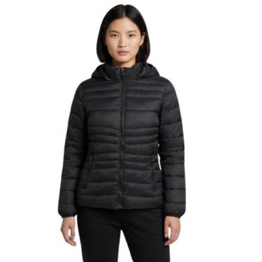 Imagem de Jaqueta Puffer Feminina Facinelli Inverno Frio Com Capuz, Preto, GG