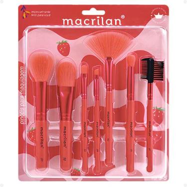 Imagem de Kit Com 7 Pincéis Para Maquiagem Macrilan Frutas Kp9-5, Morango