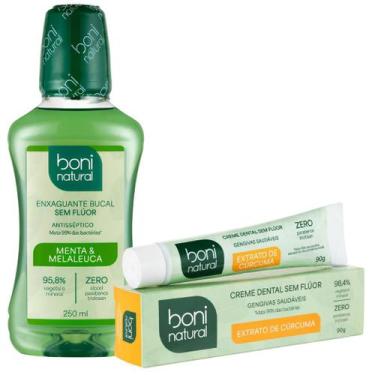 Imagem de Kit Higiene Bucal Boni Natural Creme Dental Curcuma Anti-inflamatorio 