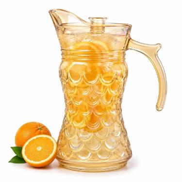 Imagem de Jarra para Bebidas Riviera 1,7L Vidro Âmbar com Tampa em Acrílico Multiuso para Mesa de Jantar Marrom Yeet