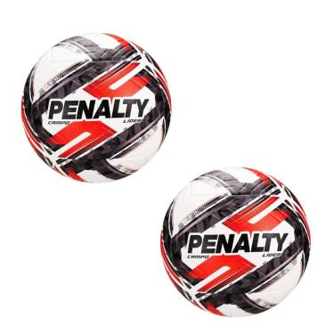 Imagem de Kit 2 Bolas de Futebol Campo Penalty Líder XXVI com Toque Macio e Câmara 6D Preto e Vermelho 410G