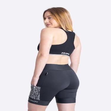 Imagem de Bermuda para Corrida de Compressão HUPI Run Run Feminina Longa, G, Pre