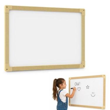 Imagem de Quadro lousa branco 60x40cm de parede moldura mdf planejamen - Yeet