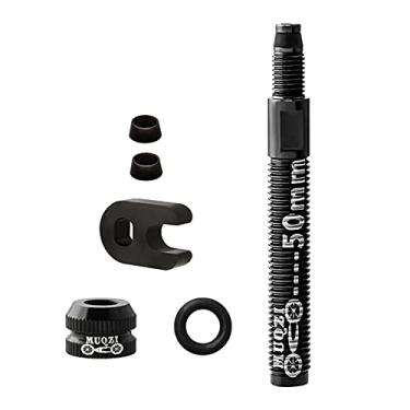 Imagem de YIJU Par universal de haste de válvula Presta sem câmara de ar, hastes de liga de alumínio aro de carbono - 50 mm preto