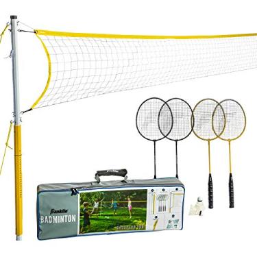 Imagem de Franklin Sports Conjunto de badminton 52632 – Conjunto de rede de badminton de quintal – Raquetes e pássaros incluídos – Conjunto de badminton de quintal ou praia – Conjunto de família