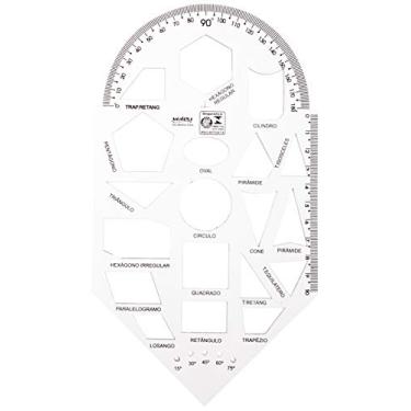 Imagem de Regua Plastica geometrica x 10 unidades, Waleu 10340001, Multicor