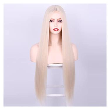 Imagem de Perucas femininas peruca sintética peruca longa reta para mulheres, perucas laranja cosplay para mulheres, cabelo natural resistente ao calor, cabelo loiro cinza, perucas de cabelo humano (cor: WL9352-0809, comprimento esticado: 71,12 cm)