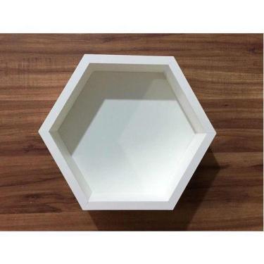 Imagem de Nicho Colmeia Com Fundo Hexagonal 25X30x10cm Mdf 15mm Branco - B&D Art