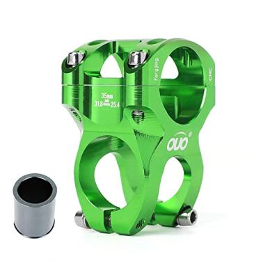 Imagem de Hastes de guidão de bicicleta 35 mm com espaçador ajustável 31,8 a 25,4 de liga de alumínio CNC curto para a maioria das bicicletas, bicicletas de estrada, MTB, BMX, equipamento fixie, ciclismo (verde)