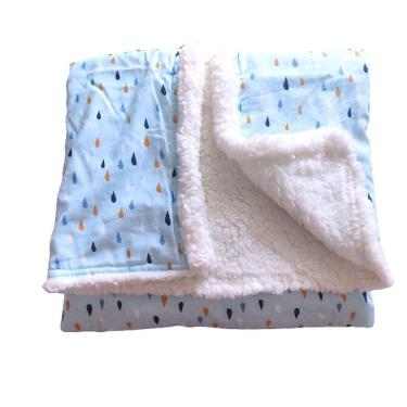 Imagem de Cobertor par bebê 100 X80cm com lã de carneiro e tricoline estampado