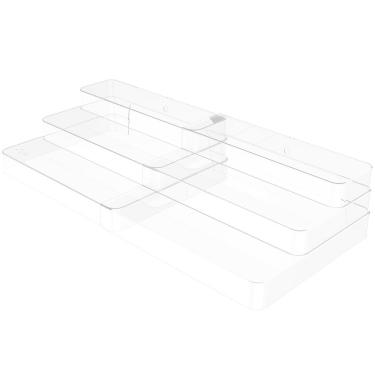 Imagem de Organizador De Armário Extensível 3 Níveis Display Expositor Escada Transparente Clear OU