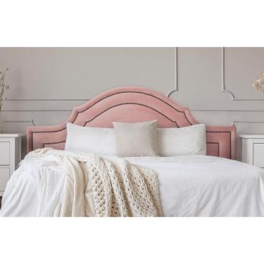 Imagem de Cabeceira Casal Provençal Dupla 140x60 Veludo Rosê - T. Fumê