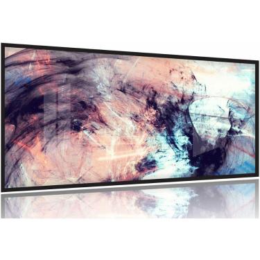 Imagem de Quadro Decorativo Abstrato Claro Traços 130x60 Moldura Preta 2x2