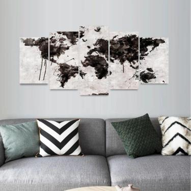 Imagem de Quadro Mapa Mundi Arte Animais Abstrato Mosaico