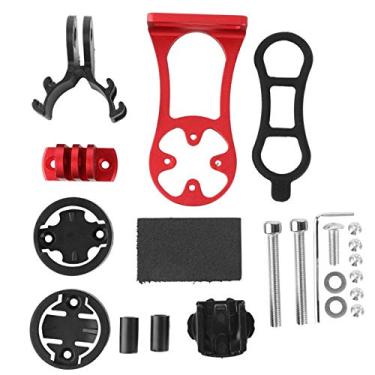 Imagem de suporte de computador de bicicleta de metal para guidão integrado de bicicleta de estrada,Suporte de computador de bicicleta, para garmin para bryton todas as séries(Red)