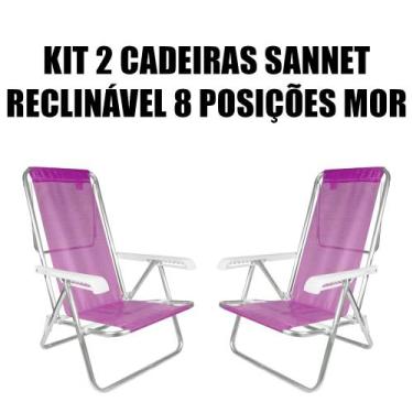 Imagem de Kit 2 Cadeira Reclinável Alumínio 8 Posições Mor