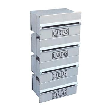 Imagem de Caixa Correio Condomínio Detrás Para Muro Inox 4 Módulos