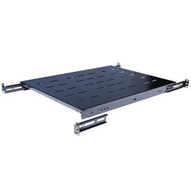 Imagem de Rising Electronics prateleira fixa para servidor 1U 19 polegadas Prateleiras 4 suporte de rack ajustável profundidade para rack de rede de servidor, Black 21.5''-28'' Depth, 21.5''-28'' Depth