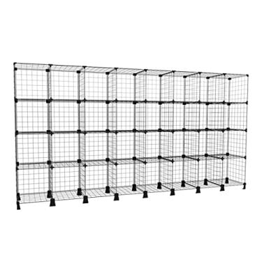 Imagem de Estante Organizadora Aramada 32 Nichos Balcão Expositor para Loja Comércio Estoque Armazenar Produtos Preto