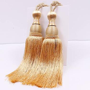Imagem de 1 par grande cortina de luxo borlas borlas decorativas para casa borlas de poliéster seda ouro seda borla de tênis pendurada cortina de orelha acessórios de cortina decoração de quarto, 13,1 par