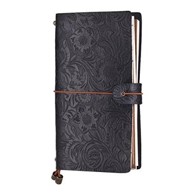 Imagem de Caderno de capa dura vintage espiral de couro falso caderno escolar material de escritório caderno de negócios para estudantes fazendo anotações, preto s, 1 peça