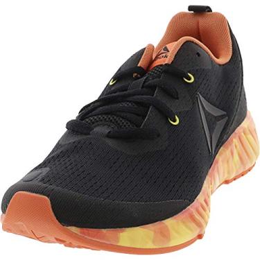 Imagem de Reebok Tênis de corrida infantil Flashfilm Runner, Preto/Laranja/Amarelo, 19
