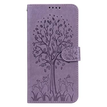 Imagem de YUNCHAO Caixa de telefone Para Motorola Moto E7i Power / E7 Árvore de energia e padrão de veado Impressão pressionada Horizontal Flip Leather Phone Case capa para celular