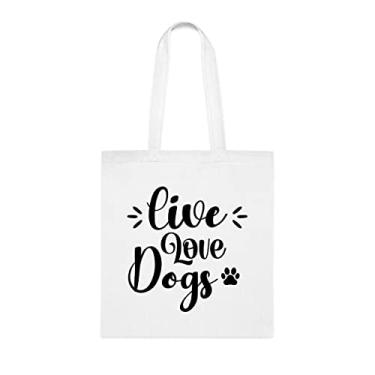 Imagem de Sacola Live Love Dogs, presente para cães, aniversário de cães bolsa de ombro para cães, bolsa reutilizável para cães, Branco