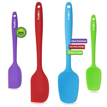 Imagem de Walfos Conjunto de 4 espátulas de silicone resistentes ao calor, espátulas raspadoras de silicone para cozinha, núcleo de aço forte e design de uma peça, sem costura, livre de BPA