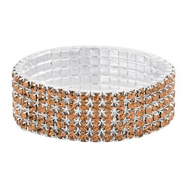 Imagem de Falari Pulseira el stica de cristal com strass brilhante para casamento, Cristal