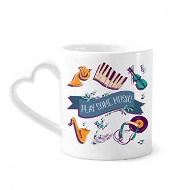 Imagem de Fone de ouvido musical de piano elétrico caneca café cerâmica copo de coração de vidro