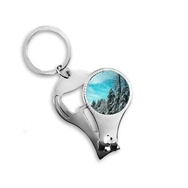 Imagem de Pinheiro Nuvens Céu Azul Art Deco Presente Moda Alicate de unha Chaveiro Abridor de Garrafas Cortador